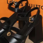 Louis Vuitton Women Maya Heeled Platform Sandal-Black 1AGXX1